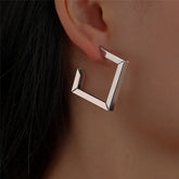 Retro Square Irregular Hoop New Exaggerated Cool Girl Fashion Accessories Earring